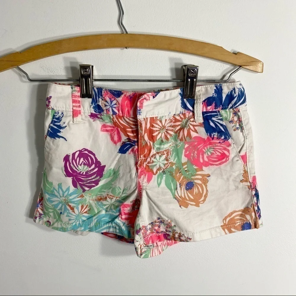 Old Navy Floral Shorts Sz 7 Kids Girls White Pink